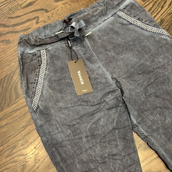 *JUST LISTED*NWT Venti6 super stretchy blue jogger pants w/ trim on pockets - Picture 2 of 3